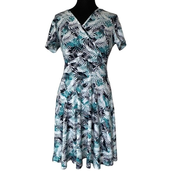 MS Basic Brand Midi Sundress V-neck Tropical Theme 100% Polyester Women's Size M - Picture 1 of 14
